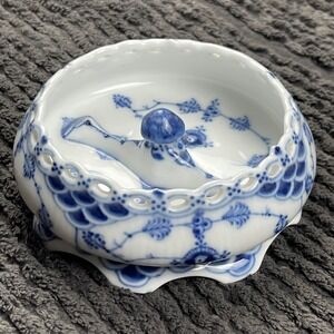 Royal Copenhagen Blue Fluted Full Lace Salt Cellar #1001 Denmark Candy Dish